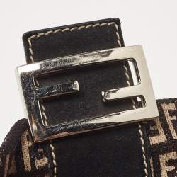 مملوكة مسبقًا Fendi Black/Beige Zucchino Canvas Mini Mama Baguette Bag
