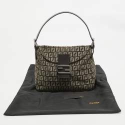 Pre Owned Fendi Brown/Beige Zucchino Canvas Baguette Bag