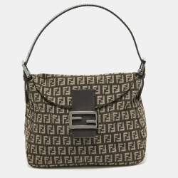 Pre Owned Fendi Brown/Beige Zucchino Canvas Baguette Bag