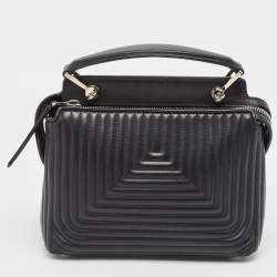 Fendi Black Quilted Leather Small Dotcom Click Top Handle Bag