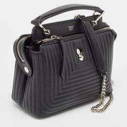 Fendi Black Quilted Leather Small Dotcom Click Top Handle Bag