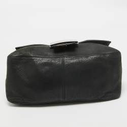Pre Owned Fendi Black Iridescent Leather Large Mamma Forever Flap Shoulder Bag