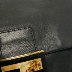 Pre Owned Fendi Black Iridescent Leather Large Mamma Forever Flap Shoulder Bag