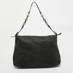 Pre Owned Fendi Black Iridescent Leather Large Mamma Forever Flap Shoulder Bag
