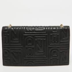 Pre Owned Fendi Black Embossed Leather Wallet On Chain