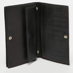 Pre Owned Fendi Black Embossed Leather Wallet On Chain