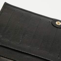 Pre Owned Fendi Black Embossed Leather Wallet On Chain