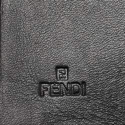 Pre Owned Fendi Black/Tobacco Zucca Canvas and Leather French Wallet