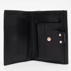 Pre Owned Fendi Black/Tobacco Zucca Canvas and Leather French Wallet