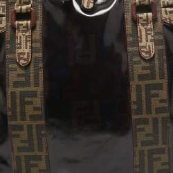 Fendi Black/Beige Coated Fabric Large Mixed Media Satchel