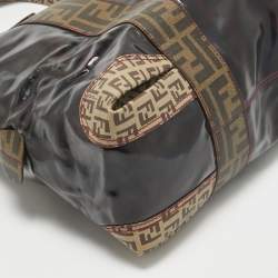 Fendi Black/Beige Coated Fabric Large Mixed Media Satchel