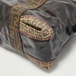 Fendi Black/Beige Coated Fabric Large Mixed Media Satchel