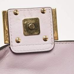 Fendi Lavender FF Logo Embossed Leather Mini Baguette Bag