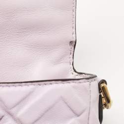 Fendi Lavender FF Logo Embossed Leather Mini Baguette Bag