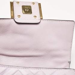 Fendi Lavender FF Logo Embossed Leather Mini Baguette Bag