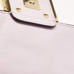 Fendi Lavender FF Logo Embossed Leather Mini Baguette Bag