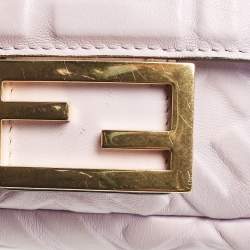 Fendi Lavender FF Logo Embossed Leather Mini Baguette Bag