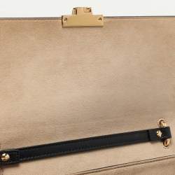 Pre Owned Fendi Black/Brown FF Embossed Leather Kan U Top Handle Bag