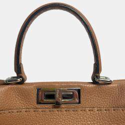 Pre Owned Fendi Brown Leather Medium Peekaboo Bag