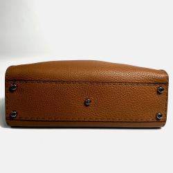 Pre Owned Fendi Brown Leather Medium Peekaboo Bag