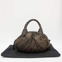 Pre Owned حقيبة فندي بيبي سباي جلد وكانفاس توباكو زوكا