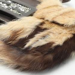 Pre Owned Fendi Beige/Brown Calf Hair Mama Baguette Shoulder Bag