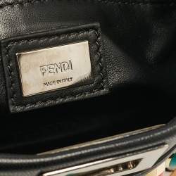 Fendi Black Leather Multicolor Studs Mini Peekaboo Top Handle Bag