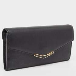 Fendi Black Leather 2Jours Continental Wallet