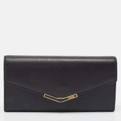 Fendi Black Leather 2Jours Continental Wallet