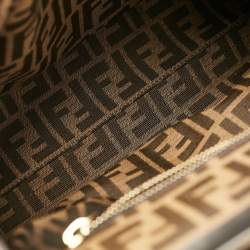 Fendi Grey Leather Large Peekaboo Top Handle Bag