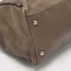 Fendi Grey Leather Large Peekaboo Top Handle Bag