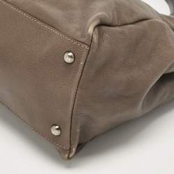 Fendi Grey Leather Large Peekaboo Top Handle Bag