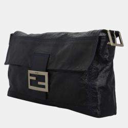 Fendi Black Patent Leather Baguette Clutch Bag