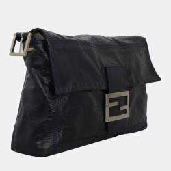 Fendi Black Patent Leather Baguette Clutch Bag