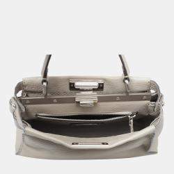 Fendi Grey Selleria Leather Peekaboo Top Handle Bag