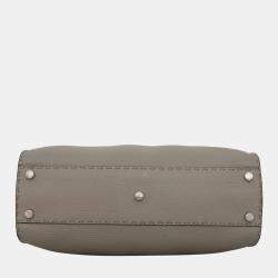 Fendi Grey Selleria Leather Peekaboo Top Handle Bag