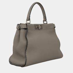Fendi Grey Selleria Leather Peekaboo Top Handle Bag