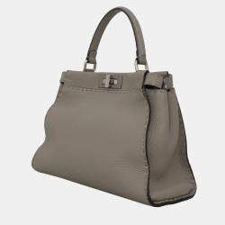 Fendi Grey Selleria Leather Peekaboo Top Handle Bag