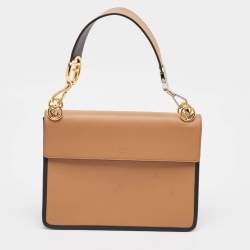 Pre Owned Fendi Brown/Black Zucca Embossed Leather Kan I F Top Handle Bag
