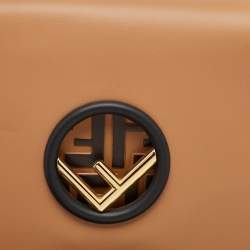 Pre Owned Fendi Brown/Black Zucca Embossed Leather Kan I F Top Handle Bag