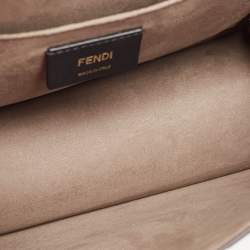 Pre Owned Fendi Brown/Black Zucca Embossed Leather Kan I F Top Handle Bag