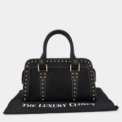Fendi Black Canvas and Leather Selleria Embellished Satchel
