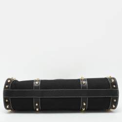 Fendi Black Canvas and Leather Selleria Embellished Satchel
