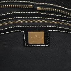 Fendi Black Canvas and Leather Selleria Embellished Satchel