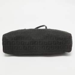 Fendi Black Zuchinno Fabric and Leather Zip Satchel
