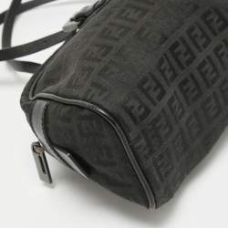 Fendi Black Zuchinno Fabric and Leather Zip Satchel