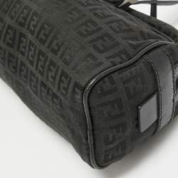 Fendi Black Zuchinno Fabric and Leather Zip Satchel