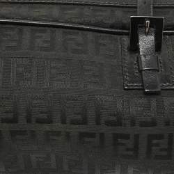 Fendi Black Zuchinno Fabric and Leather Zip Satchel