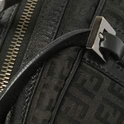 Fendi Black Zuchinno Fabric and Leather Zip Satchel