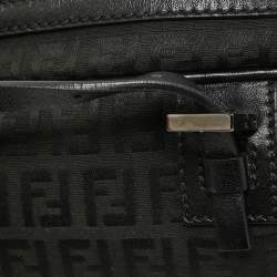 Fendi Black Zuchinno Fabric and Leather Zip Satchel